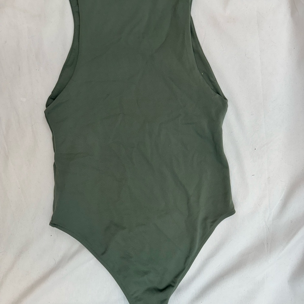 Zara Army Green Scoop Neck Bodysuit S - Picture 3 of 3